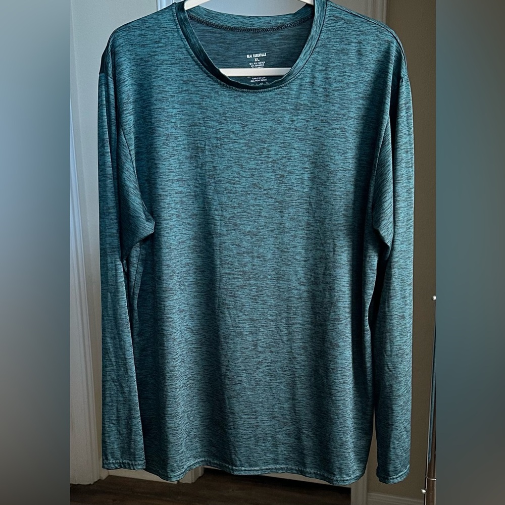Real Essentials Men’s Deep Teal Long Sleeve Shirt
